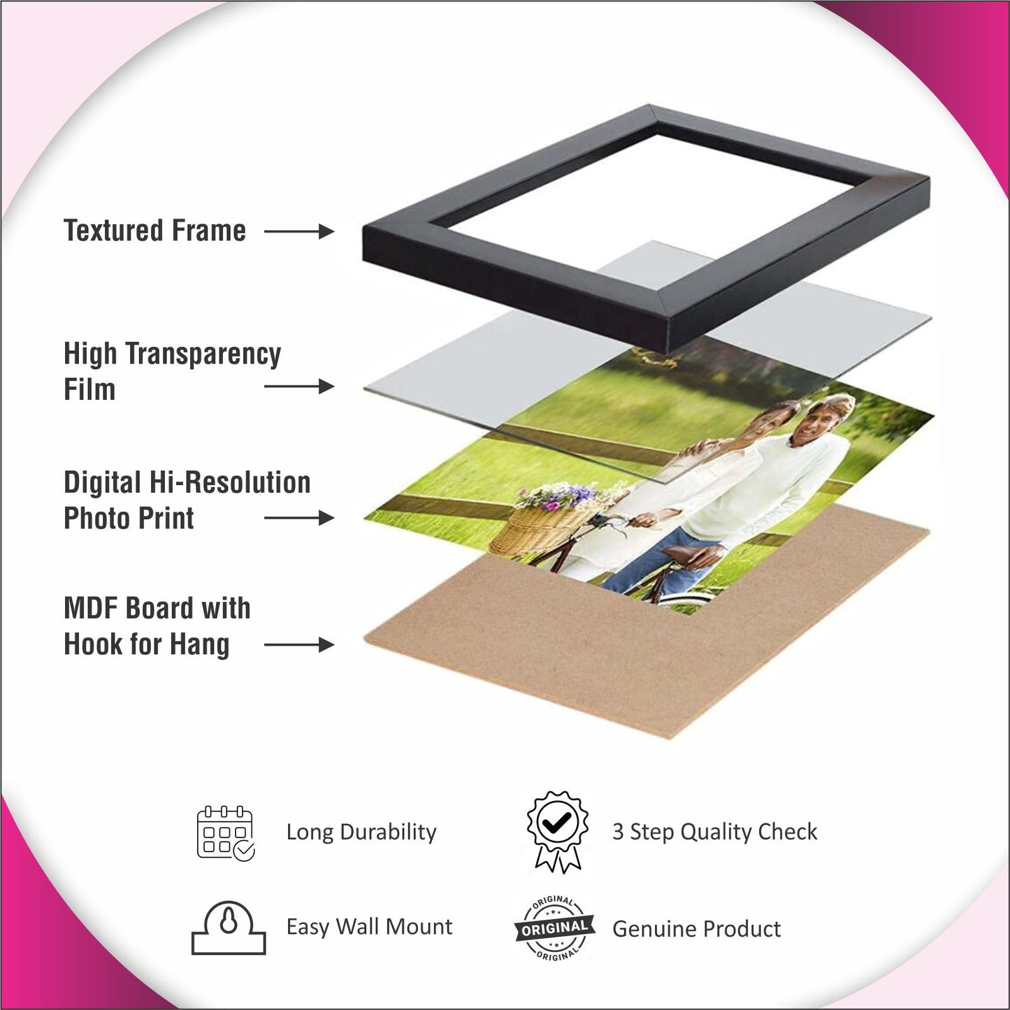 Customized Wall Mount Rectangular Photo Frames,Personalized Print,Black Wooden Frame, Customised Gift For Anniversary, Birthday, Wedding, Couples