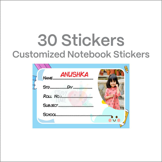 Personalized Photo Name Stickers for Kids School Supplies (30 Pcs) - Custom Labels for Books, Copies, Notebooks, Water Bottles, Lunch Boxes - Durable & Easy to Apply