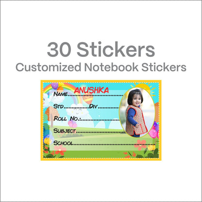 Personalized Photo Name Stickers for Kids School Supplies (30 Pcs) - Custom Labels for Books, Copies, Notebooks, Water Bottles, Lunch Boxes - Durable & Easy to Apply