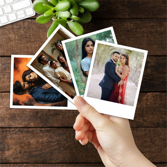 Customised Mini Photo Print Personalized Gifts with Your Photos Add Emojis & Text Gift Multicolour 3 X 4 Inches, White, (Pack of 18)